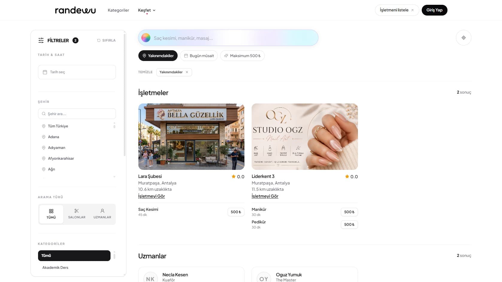 Randewu.co  B2C Platformu 